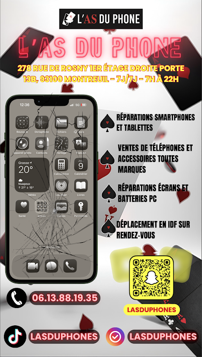 Réparation Telephone Montreuil L'as Du Phones, Atelier De Réparation De Téléphones à Montreuil