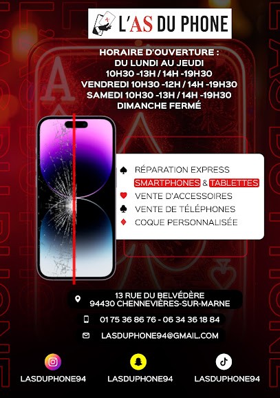 L'as du phone 94, Atelier de Réparation de Téléphone à Chennevières-sur-Marne