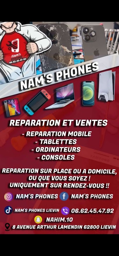 Réparations Téléphone Lievin - Nams Phone Liévin Atelier De Réparation De Téléphones à Liévin